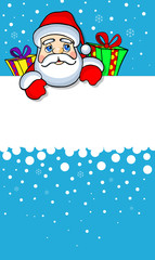 Дед Мороз и подарки.Иллюстрация с  местом для текста. - 93216435