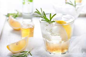 Gin,lemon, rosemary fizz, cocktail