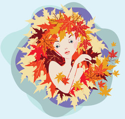 vector illustration fall girl