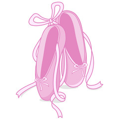 Pair of pink ballet shoes. Vector illustration