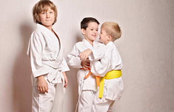 Kids during karate training. Martial arts.Sport, active lifestyle concept