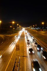 Fototapeta na wymiar Night traffic jam on a highway