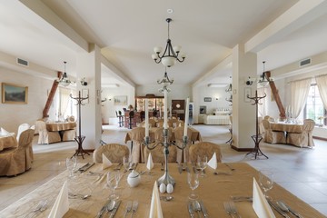 Spacious hotel restaurant interior