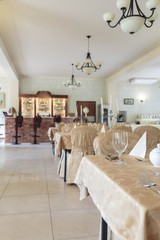 Wooden bar in hotel restaurant