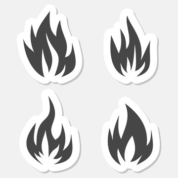 Fire symbols stickers set