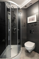 Grey bathroom with chrome accents