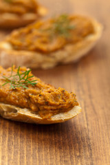 Roasted Eggplant and Zucchini Spread. Selective focus