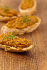 Roasted Eggplant and Zucchini Spread. Selective focus