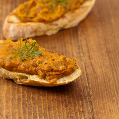Roasted Eggplant and Zucchini Spread. Selective focus