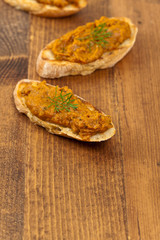 Roasted Eggplant and Zucchini Spread. Selective focus
