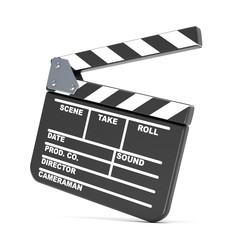Movie clapperboard. 3D render illustration isolated on white background