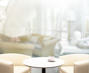 Table Top And Blur Interior of Background