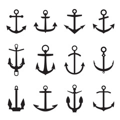 Set of anchor icons. Vector illustration