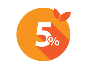 5 Percent Discount Logo Orange circle