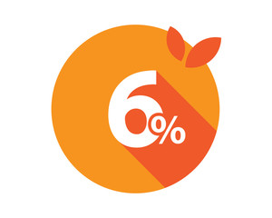 6 Percent Discount Logo Orange circle