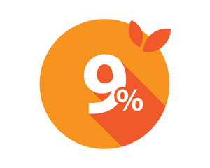 9 Percent Discount Logo Orange circle
