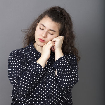 concept of lack of sleep for young oversize woman