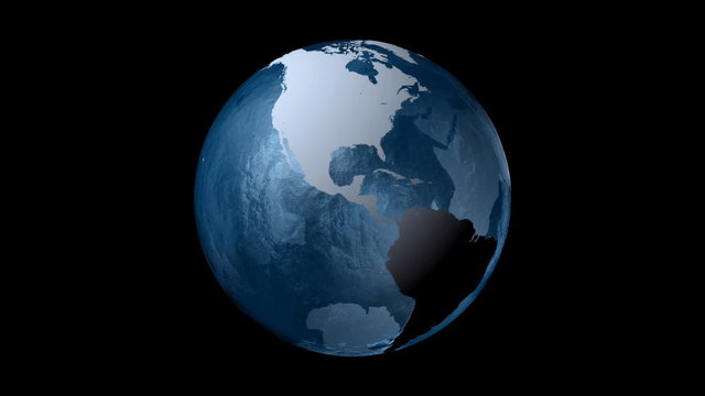 Global 0109: A transparent blue planet Earth rotating (Loop).