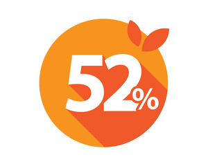 52 Percent Discount Logo Orange Circle