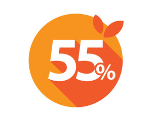 55 Percent Discount Logo Orange Circle