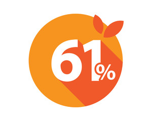 61 Percent Discount Logo Orange Circle