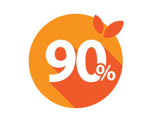 90 Percent Discount Logo Orange Circle