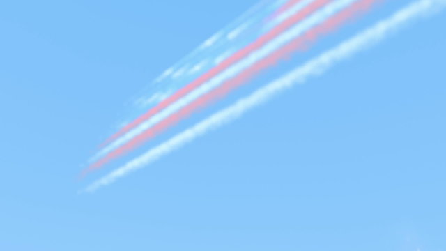 Airplanes drawing US flag with smoke