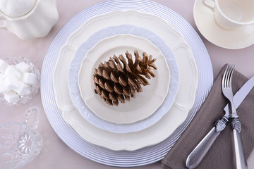 Elegant Formal Dining Thanksgiving Table Setting.