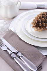 Elegant Formal Dining Thanksgiving Table Setting.