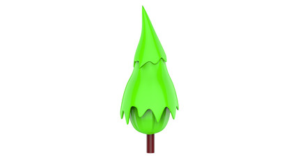 Isolated cartoon tree in green