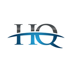 HQ initial company swoosh logo blue