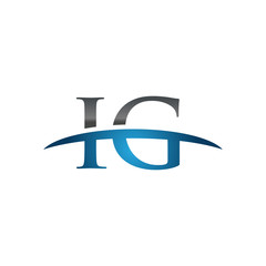 IG initial company swoosh logo blue