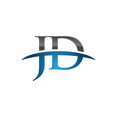 JD initial company swoosh logo blue