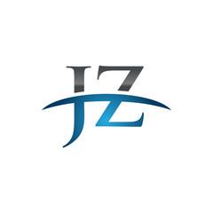 JZ initial company swoosh logo blue