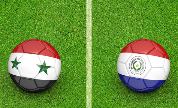 Team balls for Syria vs Paraguay soccer tournament match
