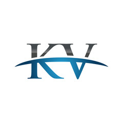 KV initial company swoosh logo blue