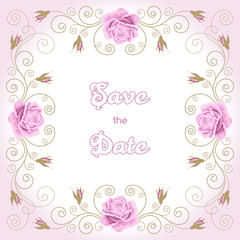 Vintage wedding invitation with roses