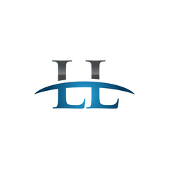 LL initial company swoosh logo blue