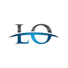 LO initial company swoosh logo blue