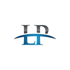 LP initial company swoosh logo blue