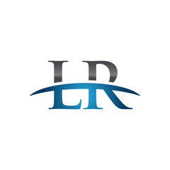 LR initial company swoosh logo blue