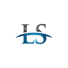 LS initial company swoosh logo blue