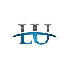 LU initial company swoosh logo blue