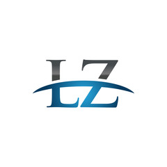 LZ initial company swoosh logo blue - obrazy, fototapety, plakaty