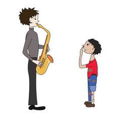 saxophonist and boy