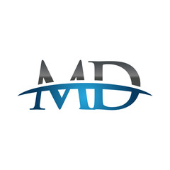 MD initial company swoosh logo blue