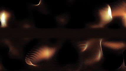 Light Moves 0202: Orange fractal ribbons of light undulate anf flow (Video Loop). - Powered by Adobe