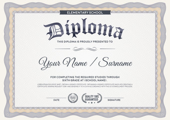 Diploma guilloche certificate template.