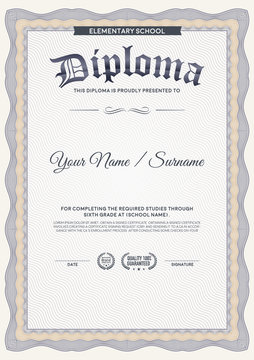 Diploma guilloche certificate template.