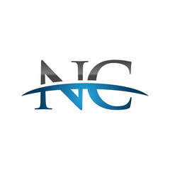 NC initial company swoosh logo blue